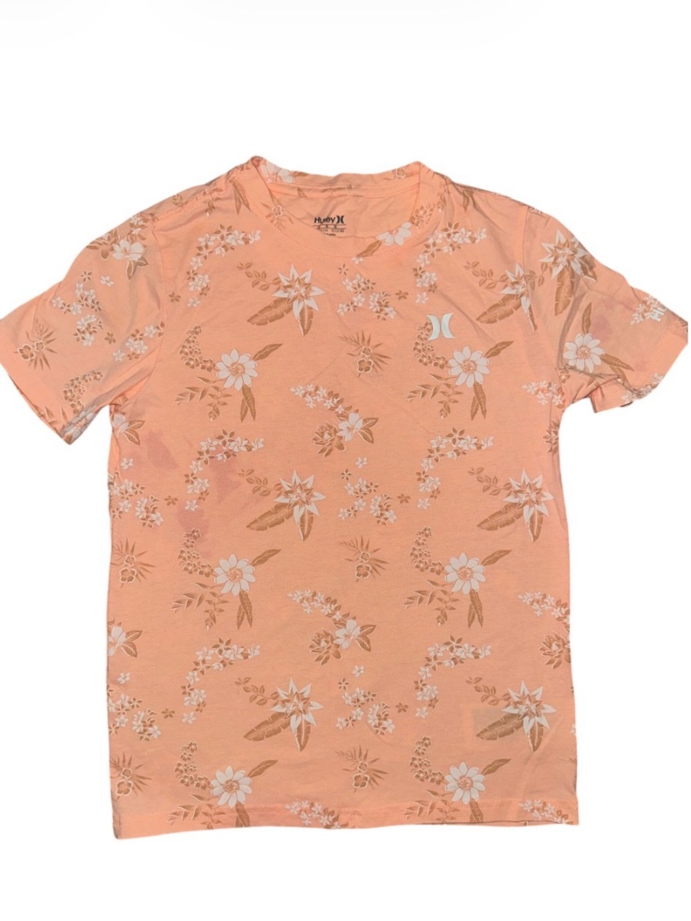 Hurley Neon Peach Floral Short Sleeve Floral Tee